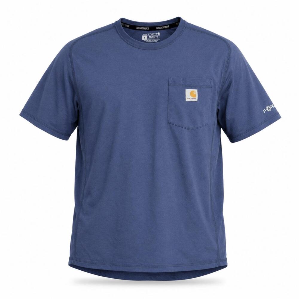 Carhartt Force Men’s M Blue Relaxed Fit Pocket Work T-Shirt FastDry 104616